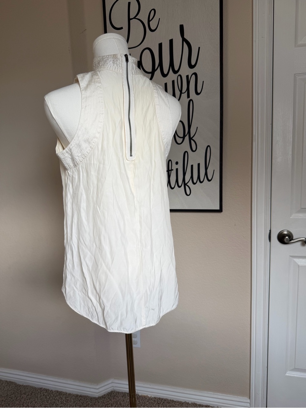 Stella McCartney for C&A 100% Silk Tie Neck Sleeveless Blouse Ivory - Picture 3 of 4